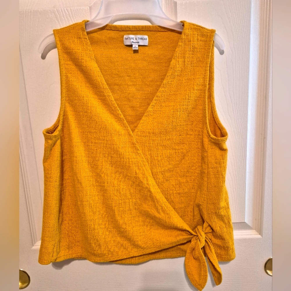 Madewell Yellow Wrap Tie Front Tank Top